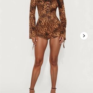 Fashion Nova Brown Leopard Romper